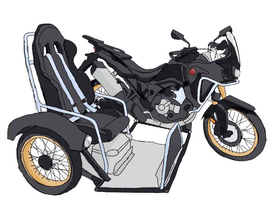 Illustration: Motorrad mit Beiwagen