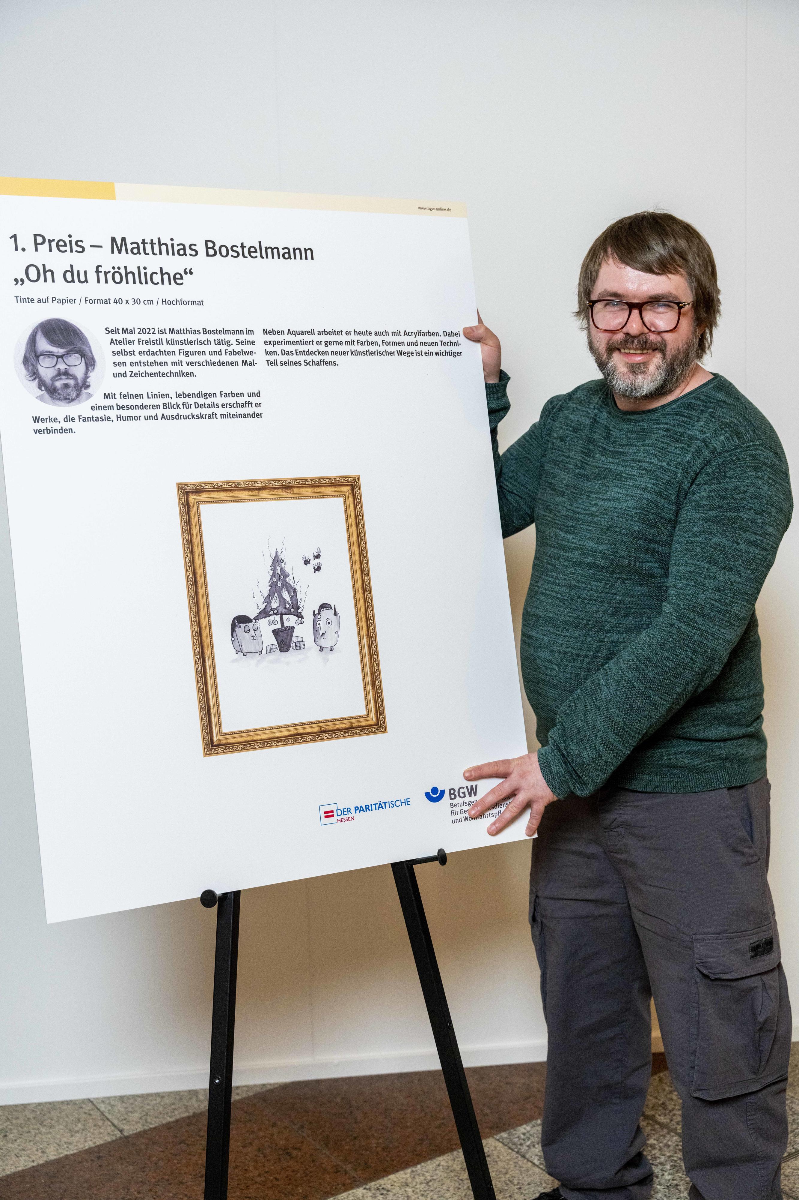 Porträts KunstpreisträgerInnen, Matthias Bostelmann, 1. Preis