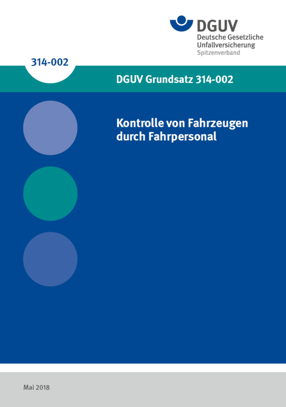 Prüfung von Fahrzeugen durch Fahrpersonal - Titelseite der Broschüre