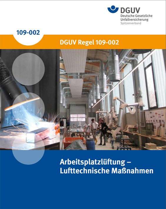 Titel: Arbeitsplatzlüftung - Lufttechnische Maßnahmen - Menschen arbeiten in einer Metallwerkstatt