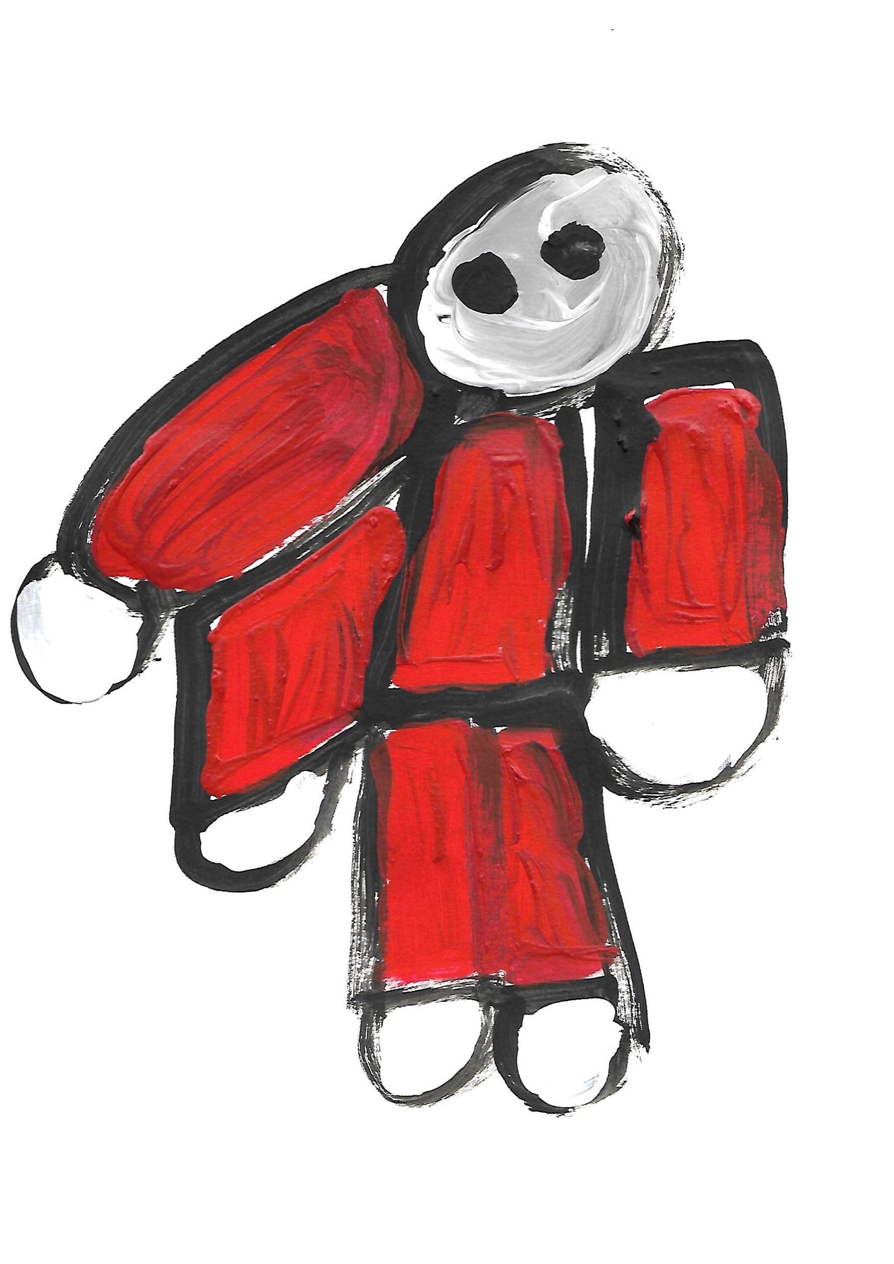 Gemälde: Weihnachtsmann mit roter Kleidung und Weihnachtsmütze.