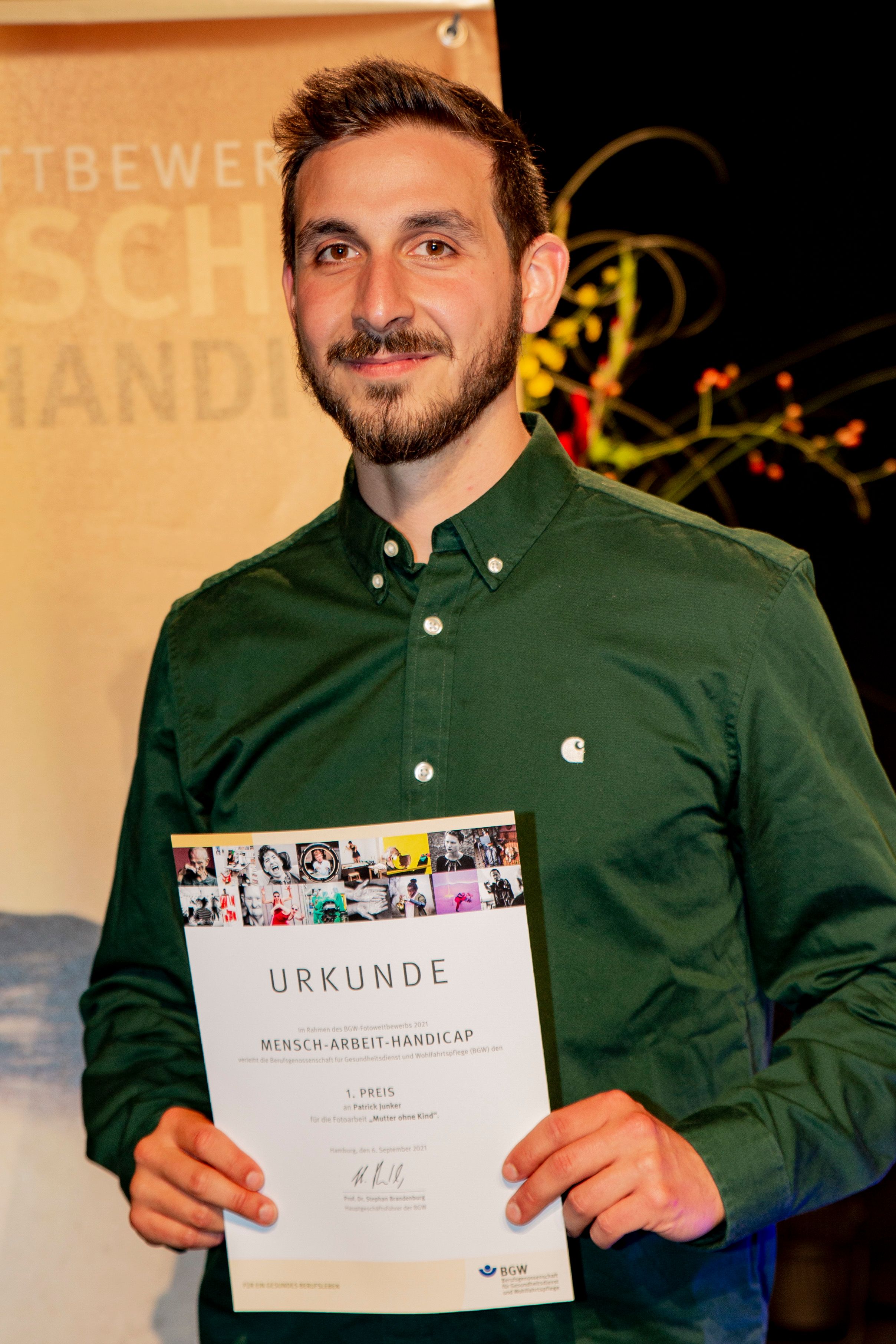 Preisverleihung 6.9.2021, Patrick Junker 1. Platz