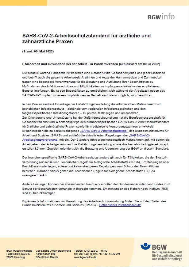 coronavirus arztliche und zahnarztliche praxen bgw online