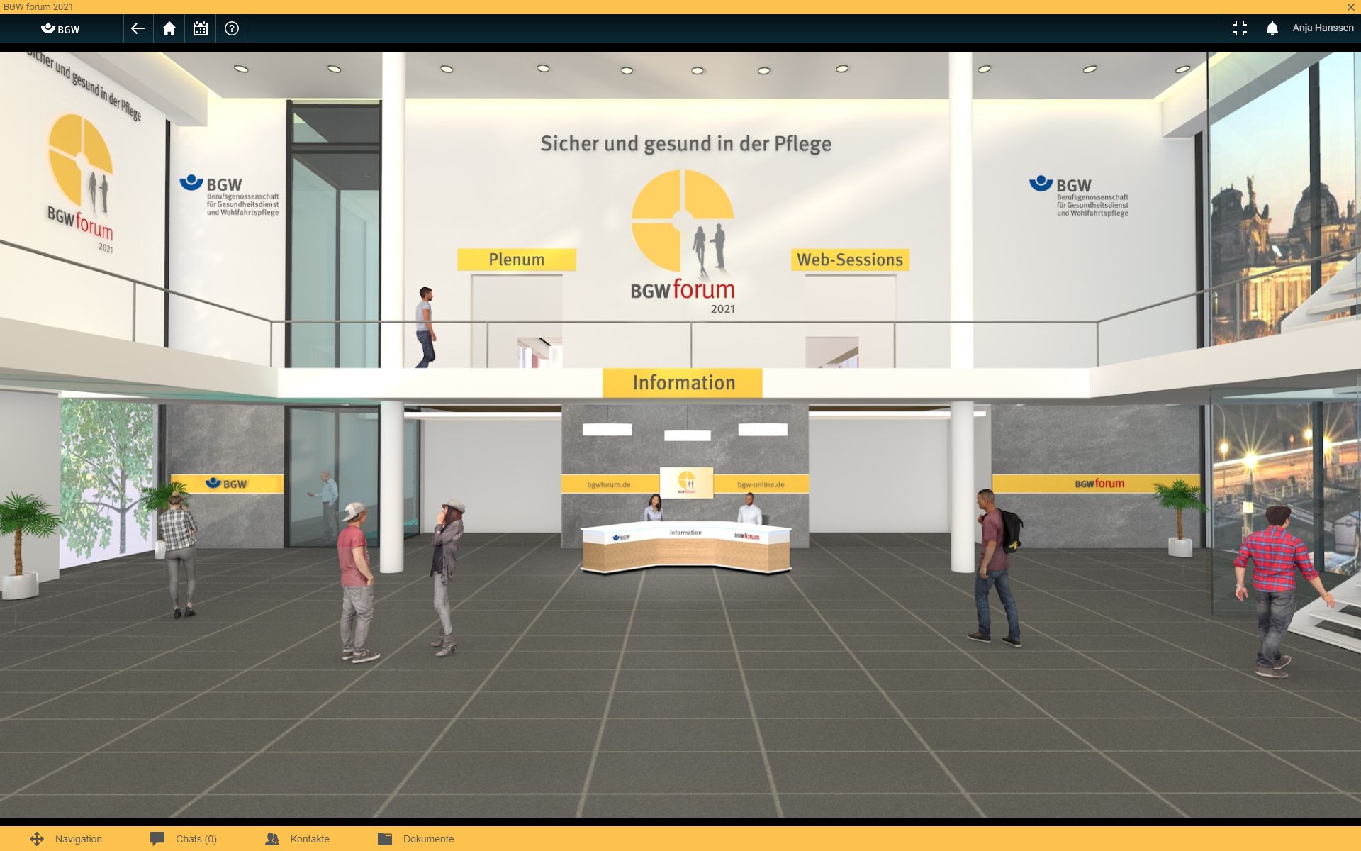 Screenshot der virtuellen Eingangshalle