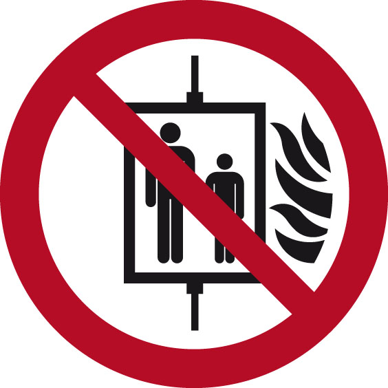 Symbol Aufzug im Brandfall nicht benutzen