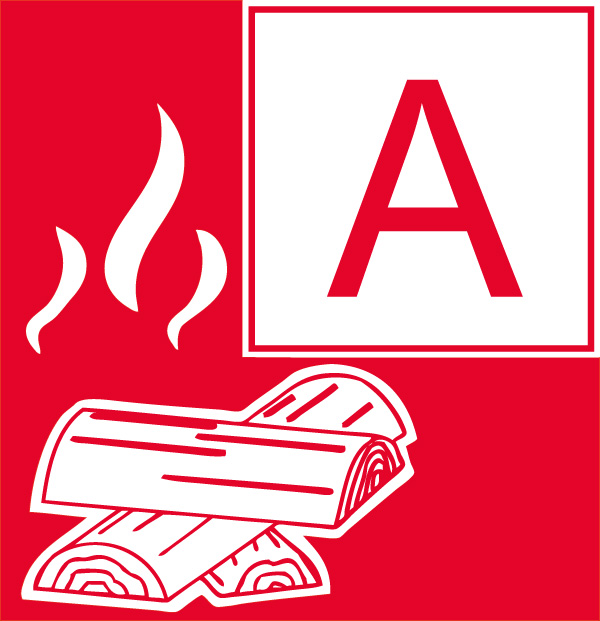 Piktogramm Brandklasse A: Brennende Holzscheite