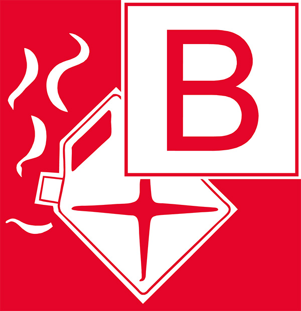 Piktogramm Brandklasse B: Brennender Benzinkanister