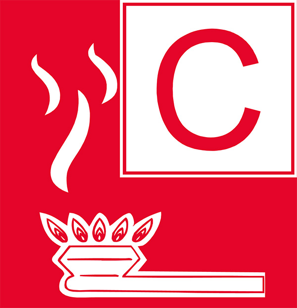 Piktogramm Brandklasse C: Brennender Gasbrenner
