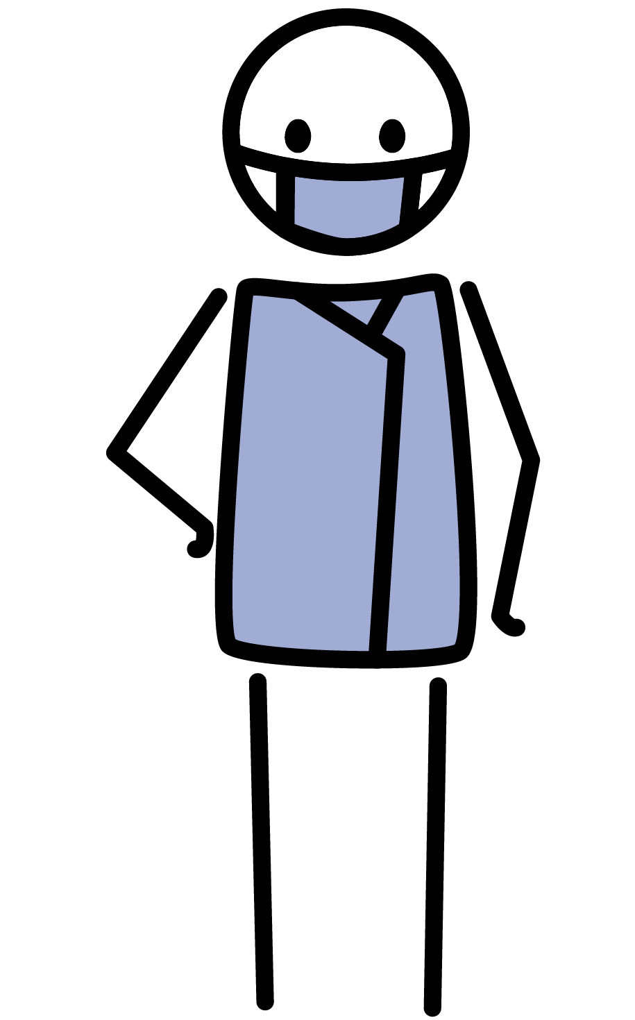 Illustration: Person mit blauem Hemd und Gesichtsmaske