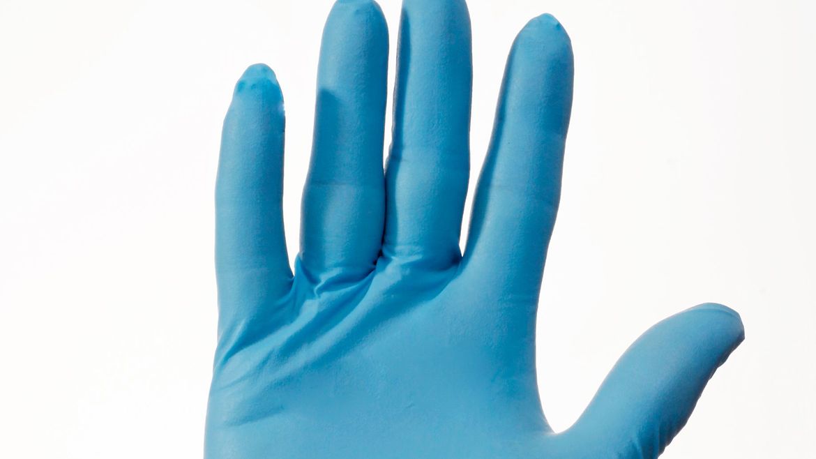 Blauer Einmalhandschuh aus Nitril