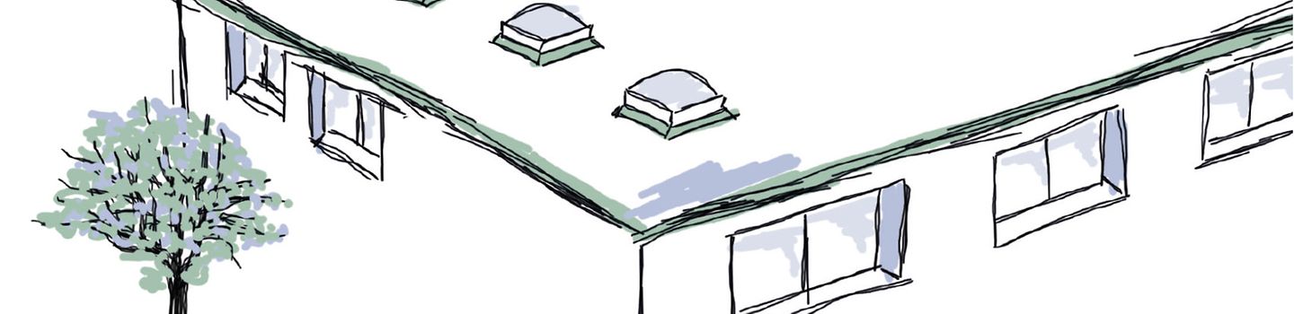 Illustration: Flachdach mit Oberlicht