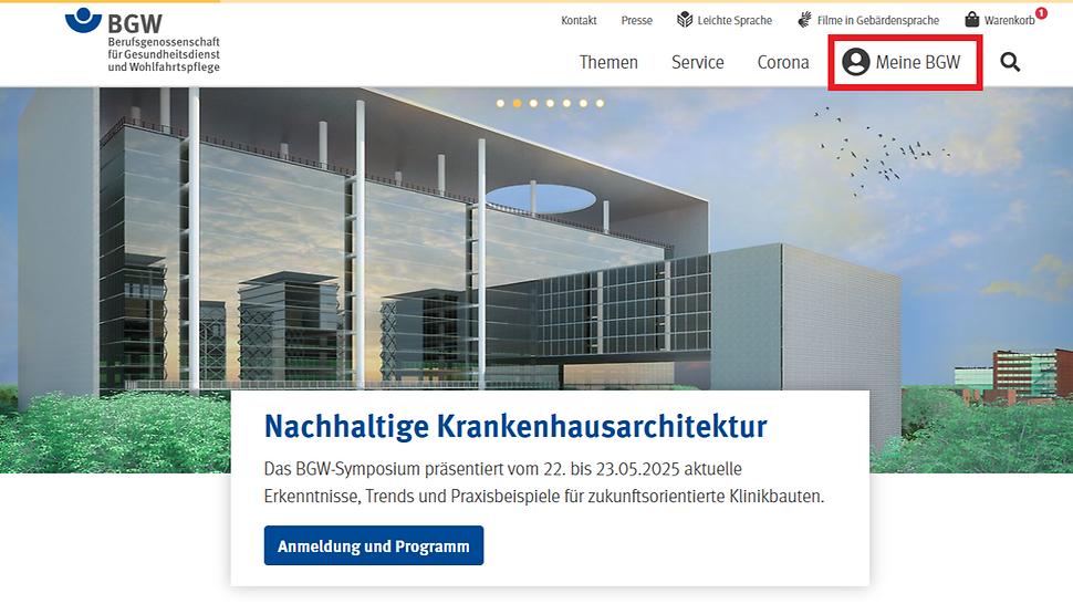 Screenshot Meine BGW