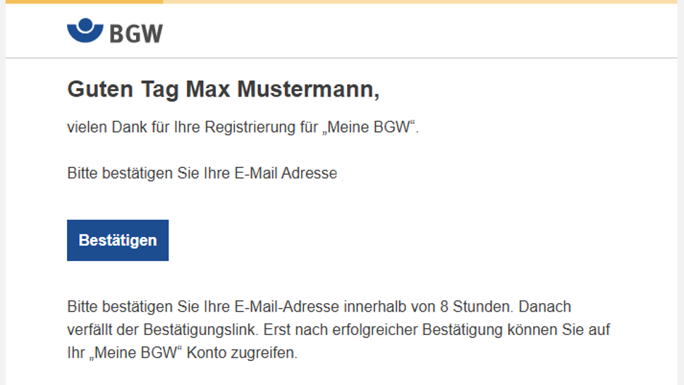 Screenshot Bestätigungs-E-Mail