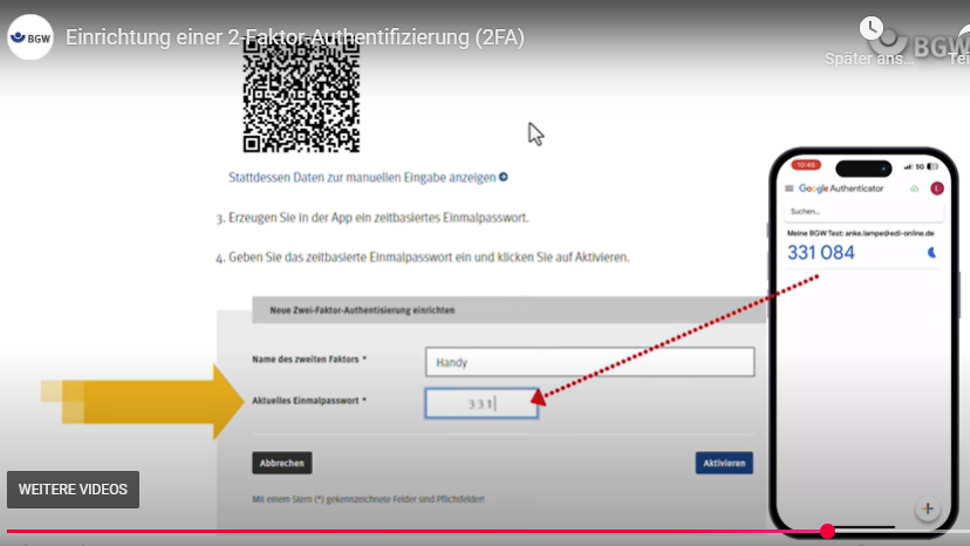 Screenshot 2-Faktor-Authentifizierung