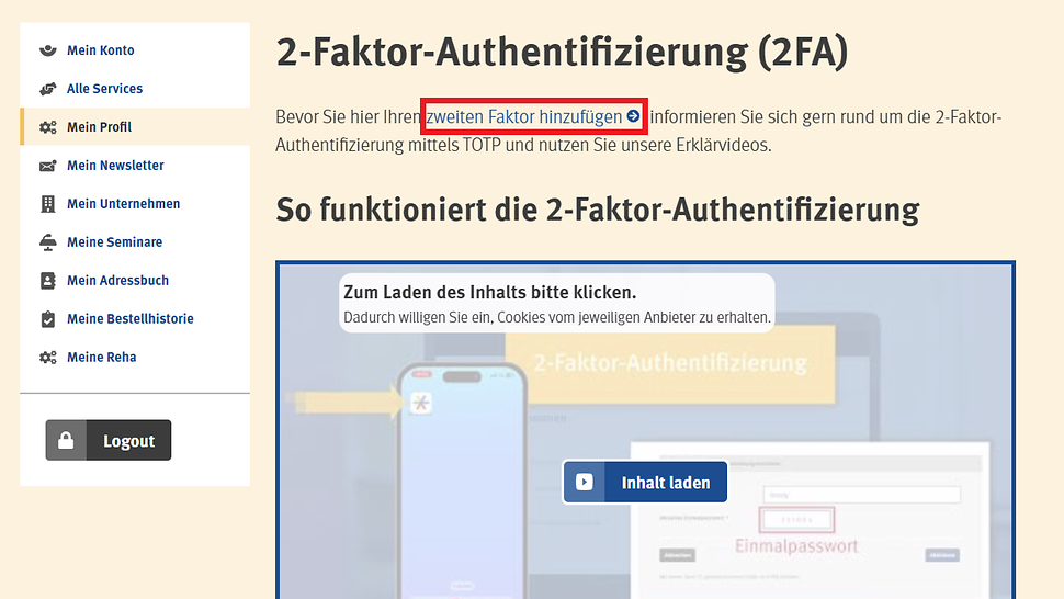 Screenshot Meine BGW