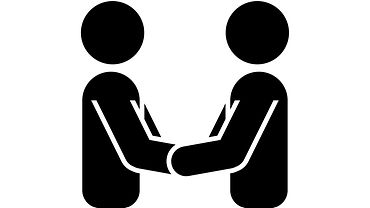 Illustration: Zwei Figuren reichen sich die Hand
