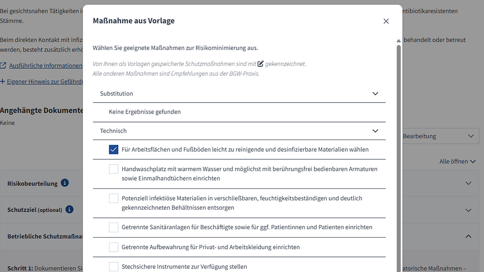 Screenshot Maßnahmen hinzufügen