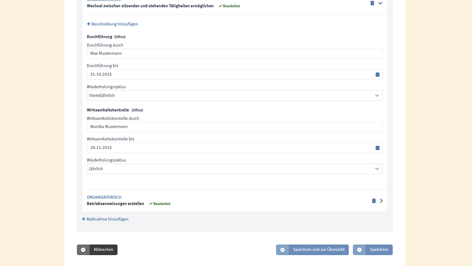 Screenshot "Maßnahmen bearbeiten"