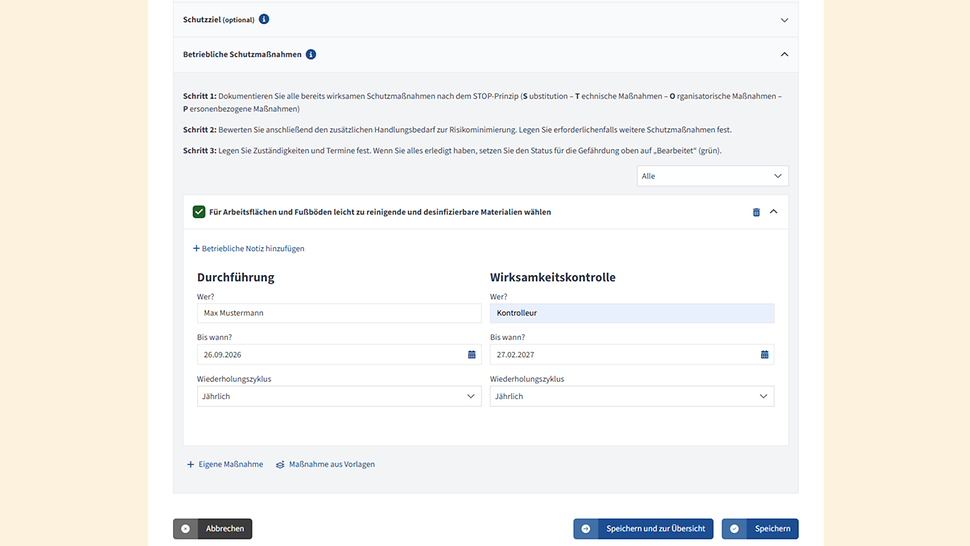 Screenshot "Maßnahmen bearbeiten"