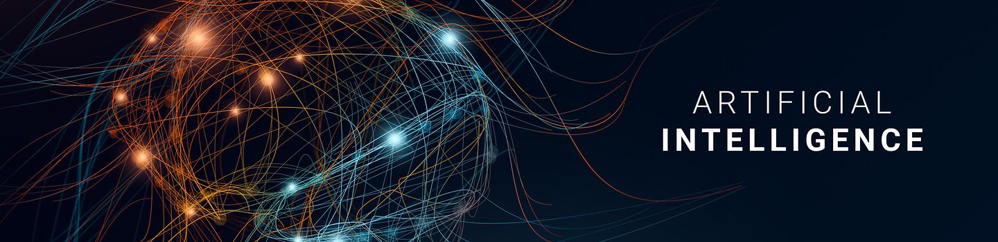 Konzeptionelle Darstellung des Konzepts der künstlichen Intelligenz. Digitales menschliches Gehirn mit bunten neuronalen Verbindungslinien auf dunklem Hintergrund.