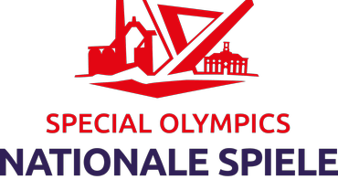 Logo Special Olympics Nationale Spiele Saarland 2026: Das stilisierte Saarpolygon neben der Ludwigskirche und der Völklinger Hütte