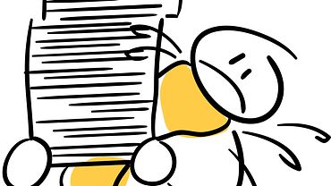Belastung Illustration eines Männchens mit einem Papierstapel