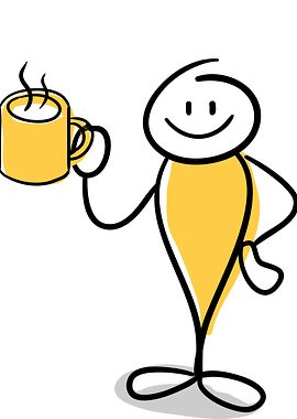 Ernährung Illustration eines Männchens mit einer Kaffeetasse