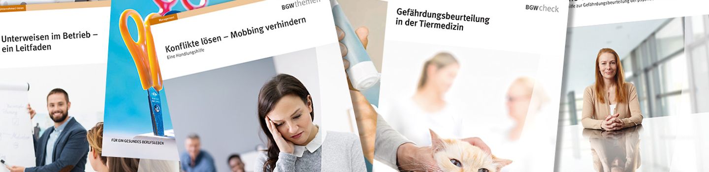 Collage aus Titelbildern von BGW-Broschüren