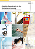 Titel: Gelebte Demokratie – Bildcollage: Masseurin, Kamm & Schere, Rollstuhlpiktogramm, Stethoskop, Tafel, Apothekerschrank, Zahnarztinstrumente, Meerschweinchen, Rollator