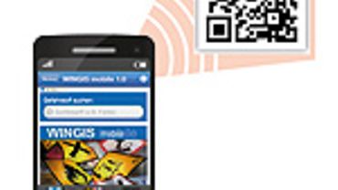 Smartphone und QR-Code für WINGIS