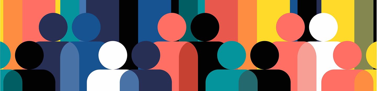 Vertreterversammlung Piktogramme von Personen in verschiedenen Farben.